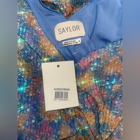 NEW! SAYLOR Lawren Multicolor Sequin Ruched Long Sleeve Mini Dress ✨Small NWT! - Picture 13 of 14